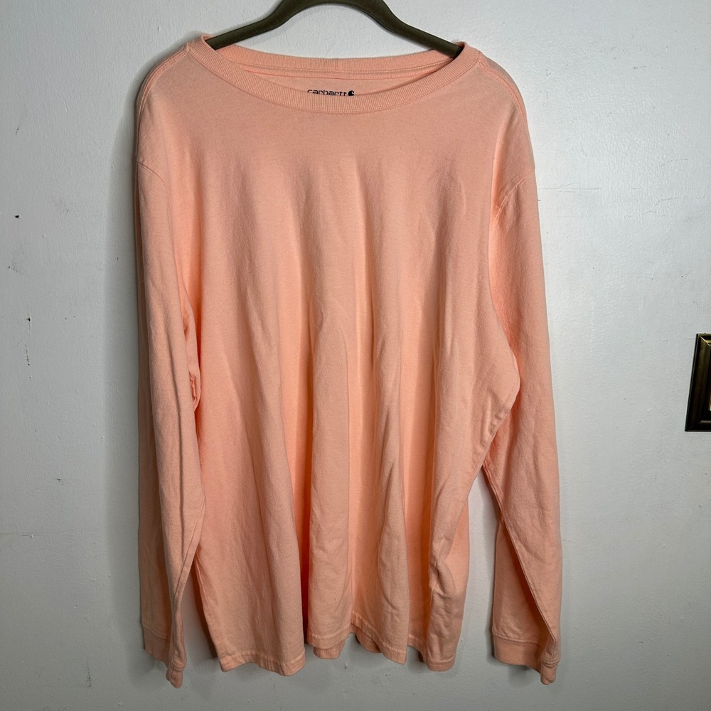 Carhartt Womens XL‎ Loose Fit Long Sleeve Graphic T-Shirt Peach Utility